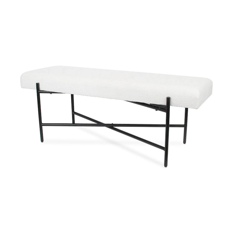 Banc d'entrée moderne blanc Tingri avec coussin supérieur