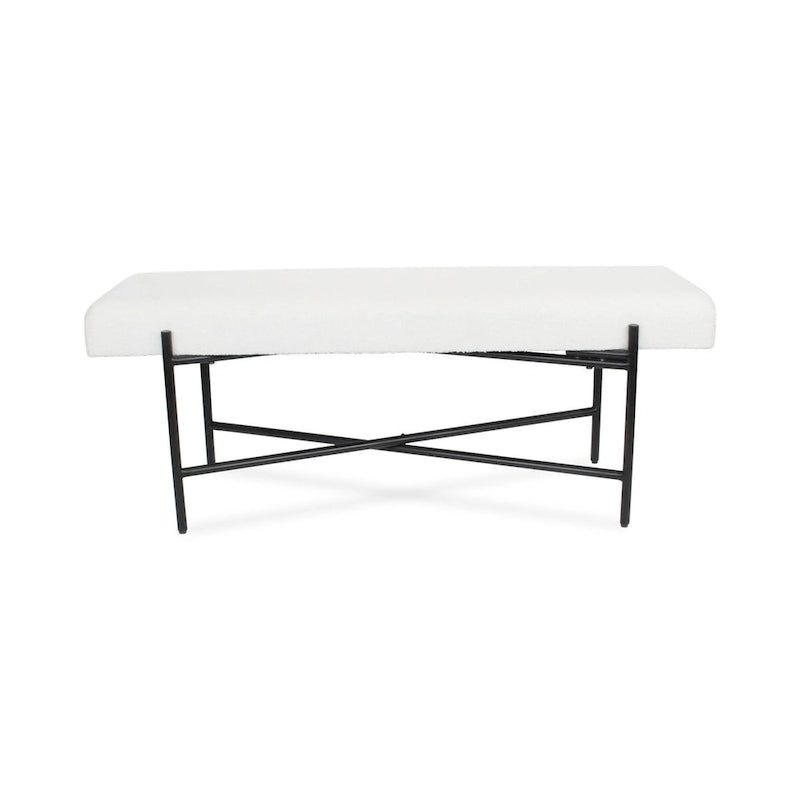Banc d'entrée moderne blanc Tingri avec coussin supérieur
