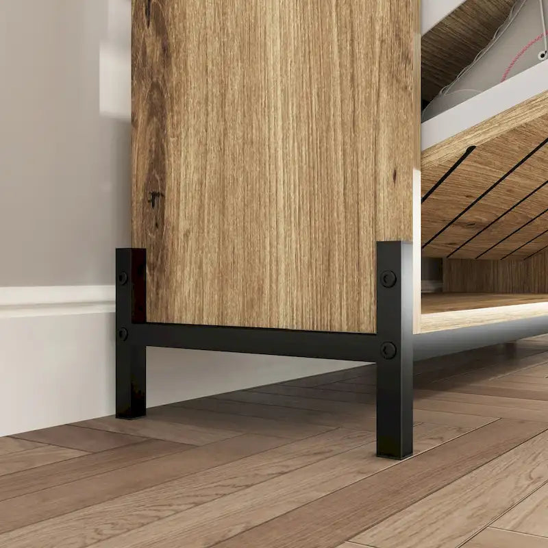 Meuble à chaussures avec 3 tiroirs basculants et étagères ouvertes, meuble de rangement à chaussures mince pour entrée, étagère à chaussures étroite et discrète pour talons et bottes
