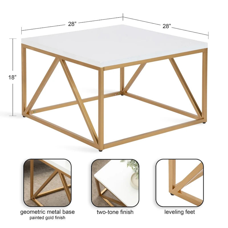 Wood and Metal Coffee Table - 28x28x18