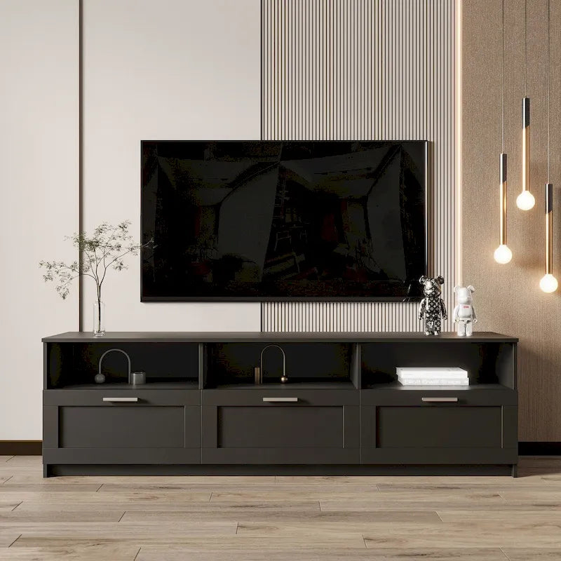 Meuble TV moderne minimaliste, meuble TV 80 pouces, casier ouvert