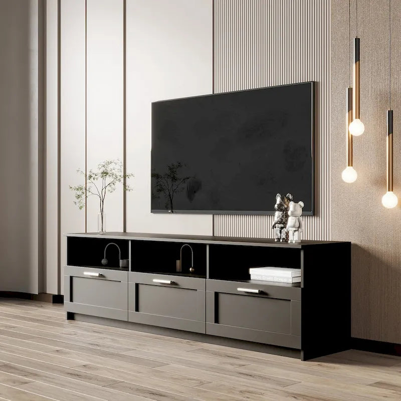 Meuble TV moderne minimaliste, meuble TV 80 pouces, casier ouvert