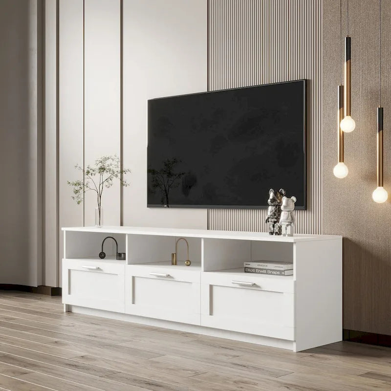 Meuble TV moderne minimaliste, meuble TV 80 pouces, casier ouvert