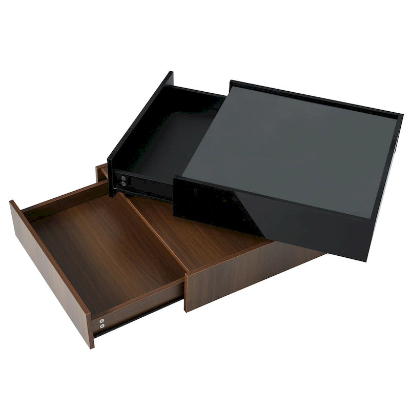 Rotating Coffee Table with 2 Drawers
