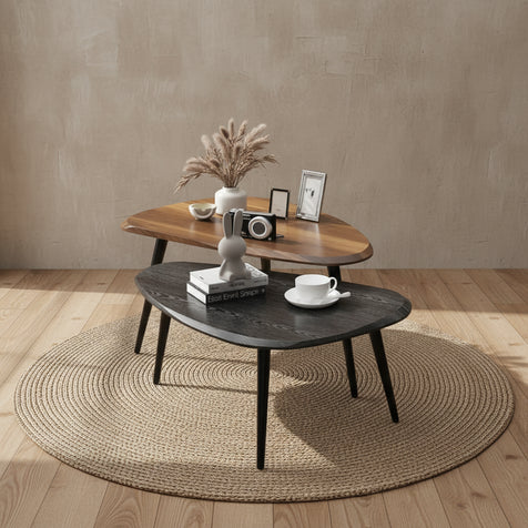 2 piece coffee table set black - 20.87D x 31.1W x 18.5H