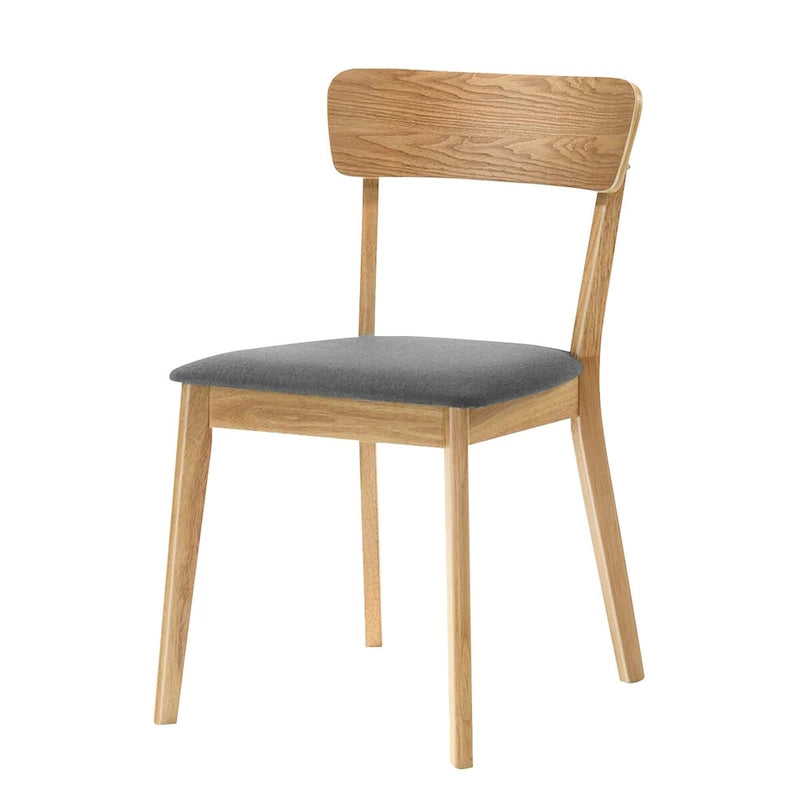 Lot de 2 chaises de salle à manger, en hévéa massif, assise coussin rembourrée en mousse, dossier échelle en bois, chaises d'appoint