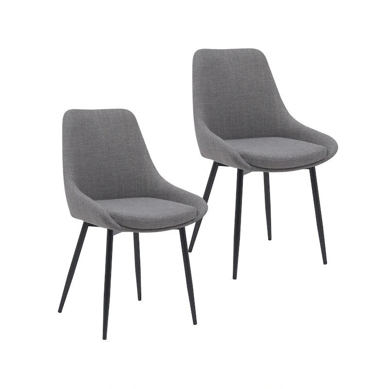 Fabric Dining Chairs with Steel Legs, Set of 2