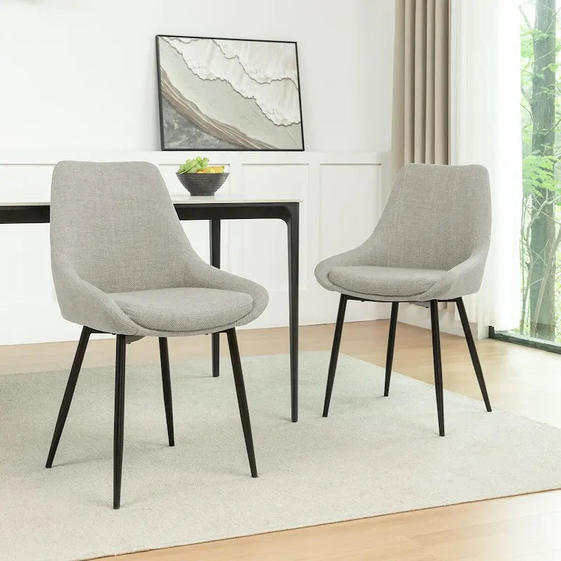 Fabric Dining Chairs with Steel Legs, Set of 2