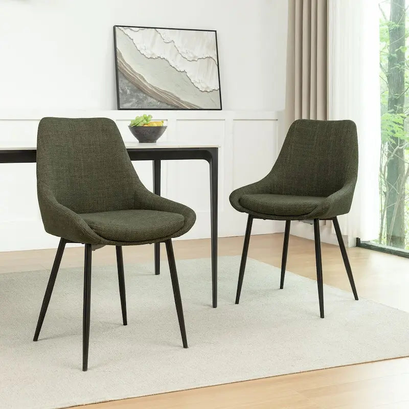 Fabric Dining Chairs with Steel Legs, Set of 2
