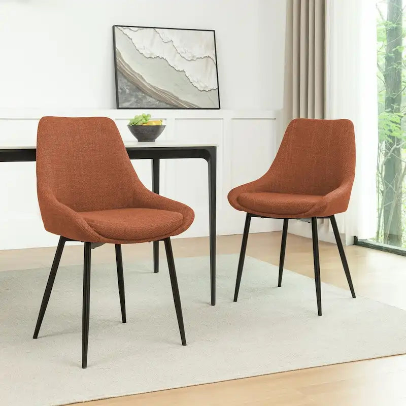 Fabric Dining Chairs with Steel Legs, Set of 2