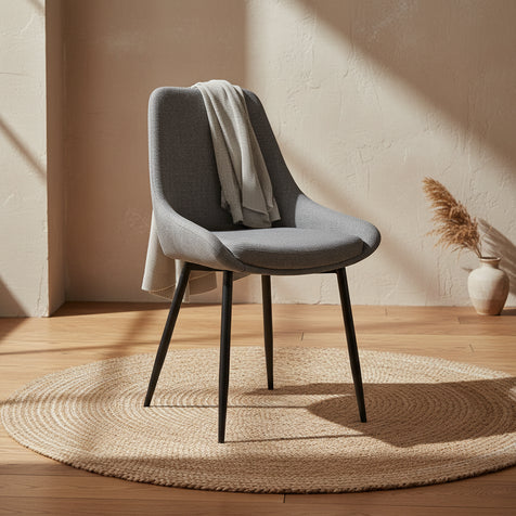 Fabric Dining Chairs with Steel Legs, Set of 2