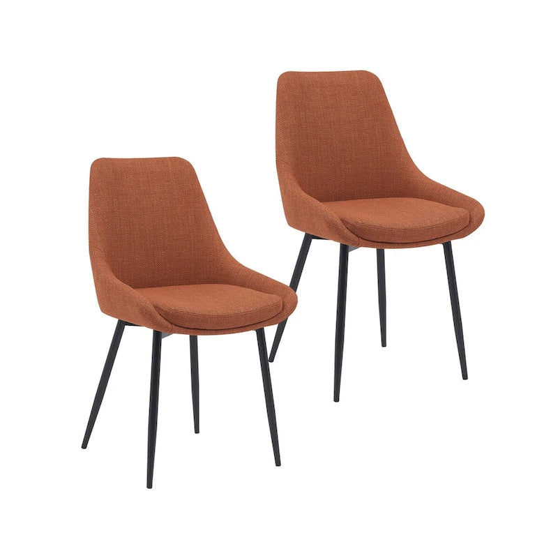 Fabric Dining Chairs with Steel Legs, Set of 2