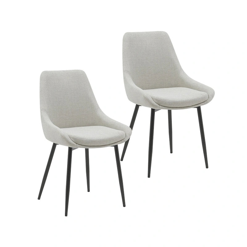 Fabric Dining Chairs with Steel Legs, Set of 2