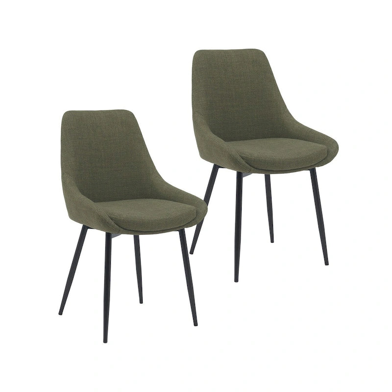 Fabric Dining Chairs with Steel Legs, Set of 2