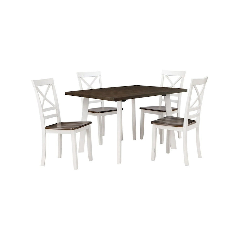Ensemble de 2 chaises de salle à manger 21 pouces, dossier croisé, cadre en bois d'hévéa blanc