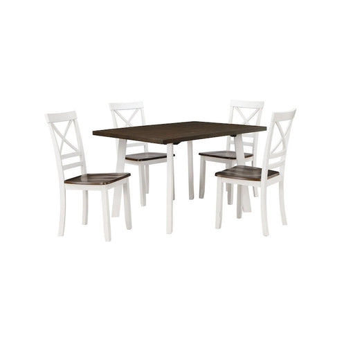 21 Inch Dining Chair Set of 2, Crossed Back, White Rubberwood Frame